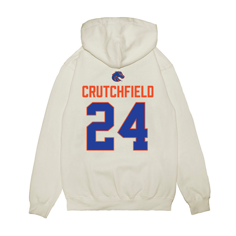 Boise State - NCAA Football : Tahj Crutchfield - 3-Peat Conference Champs Premium Hooded Sweatshirt-1