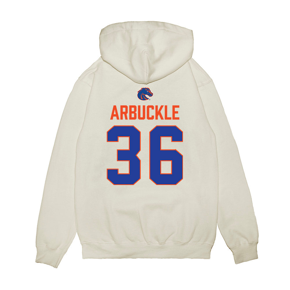 Boise State - NCAA Football : Jacob Arbuckle - 3-Peat Conference Champs Premium Hooded Sweatshirt-1