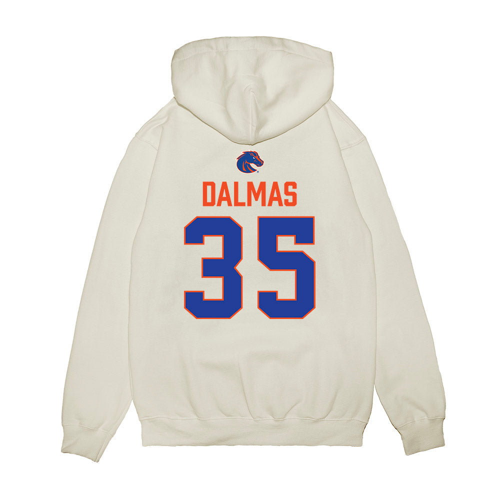 Boise State - NCAA Football : Jonah Dalmas - 3-Peat Conference Champs Premium Hooded Sweatshirt-1