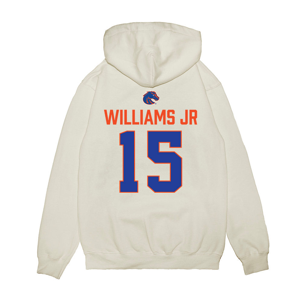 Boise State - NCAA Football : Qumonte Williams Jr - 3-Peat Conference Champs Premium Hooded Sweatshirt-1