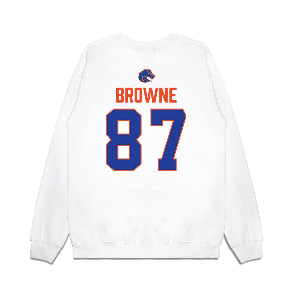 Boise State - NCAA Football : Keawe Browne - 3-Peat Conference Champs Premium Crewneck Sweatshirt-1