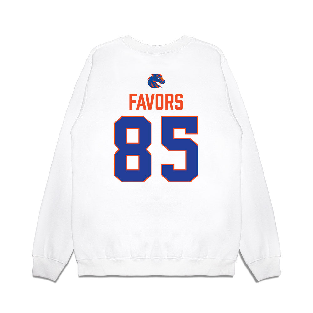 Boise State - NCAA Football : Terrious Favors - 3-Peat Conference Champs Premium Crewneck Sweatshirt-1