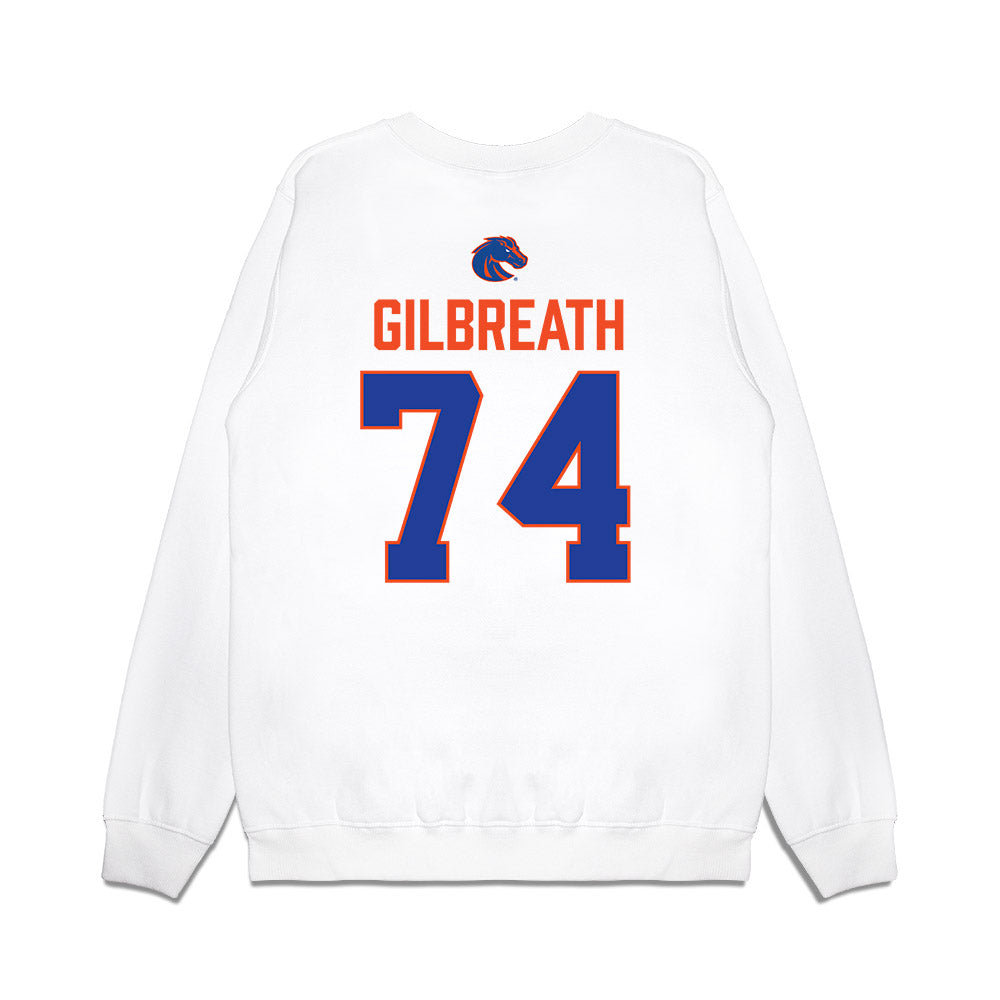 Boise State - NCAA Football : Connor Gilbreath - 3-Peat Conference Champs Premium Crewneck Sweatshirt-1