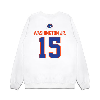 Boise State - NCAA Football : JeRico Washington Jr. - 3-Peat Conference Champs Premium Crewneck Sweatshirt-1