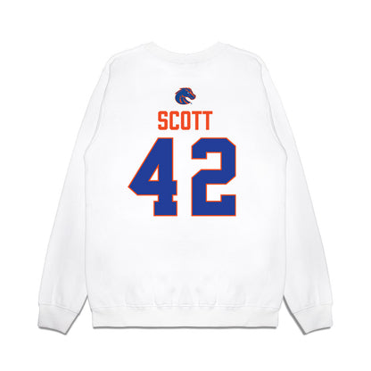 Boise State - NCAA Football : Bradan Scott - 3-Peat Conference Champs Premium Crewneck Sweatshirt-1