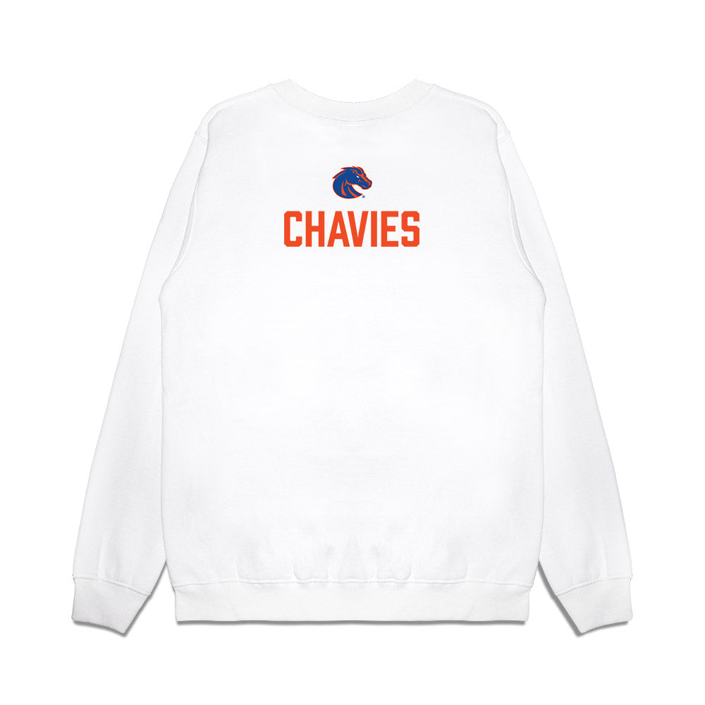 Boise State - NCAA Football : Keilan Chavies - 3-Peat Conference Champs Premium Crewneck Sweatshirt-1