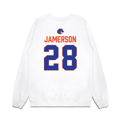 Boise State - NCAA Football : Cam Jamerson - 3-Peat Conference Champs Premium Crewneck Sweatshirt-1