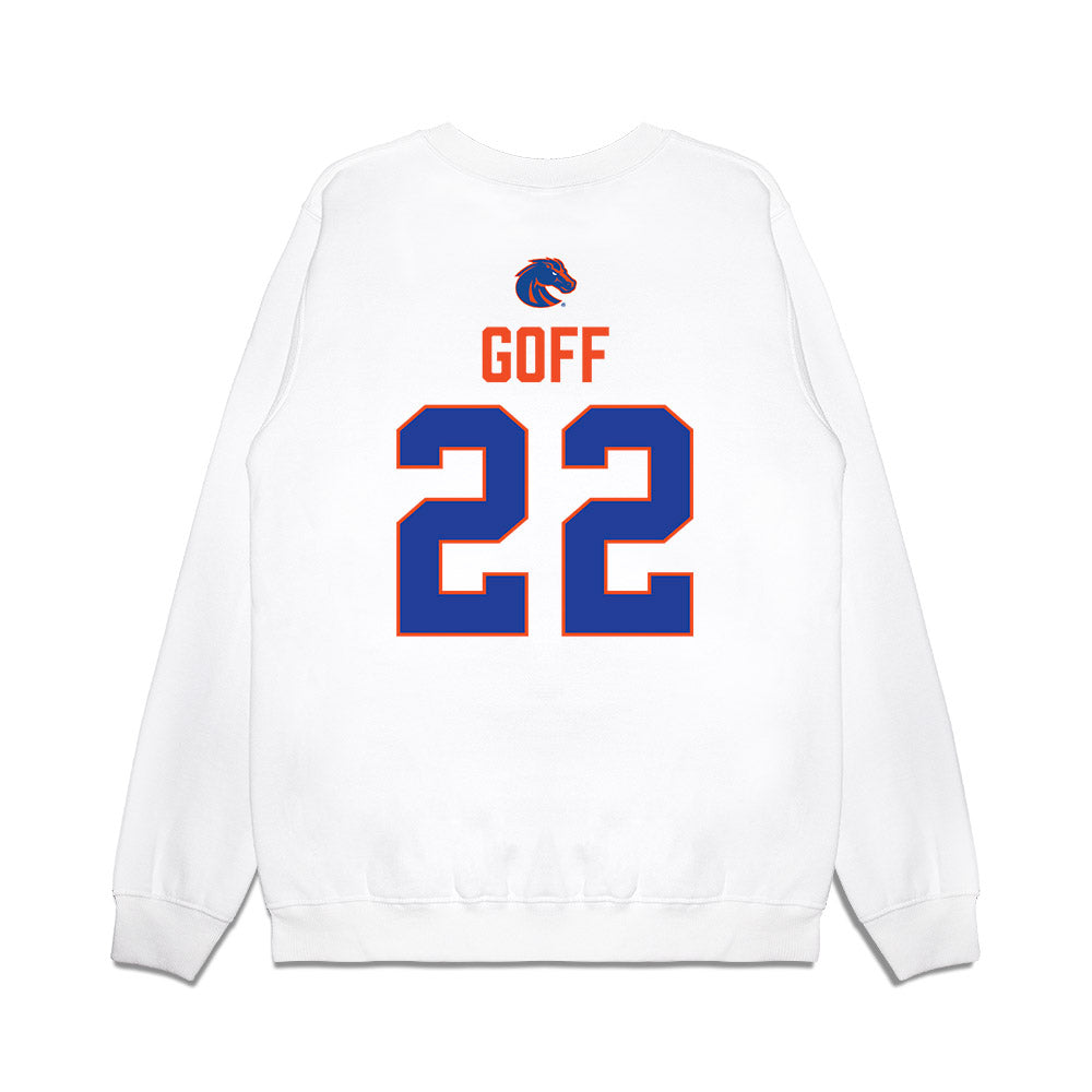 Boise State - NCAA Football : Juelz Goff - 3-Peat Conference Champs Premium Crewneck Sweatshirt-1