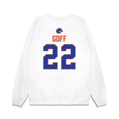 Boise State - NCAA Football : Juelz Goff - 3-Peat Conference Champs Premium Crewneck Sweatshirt-1