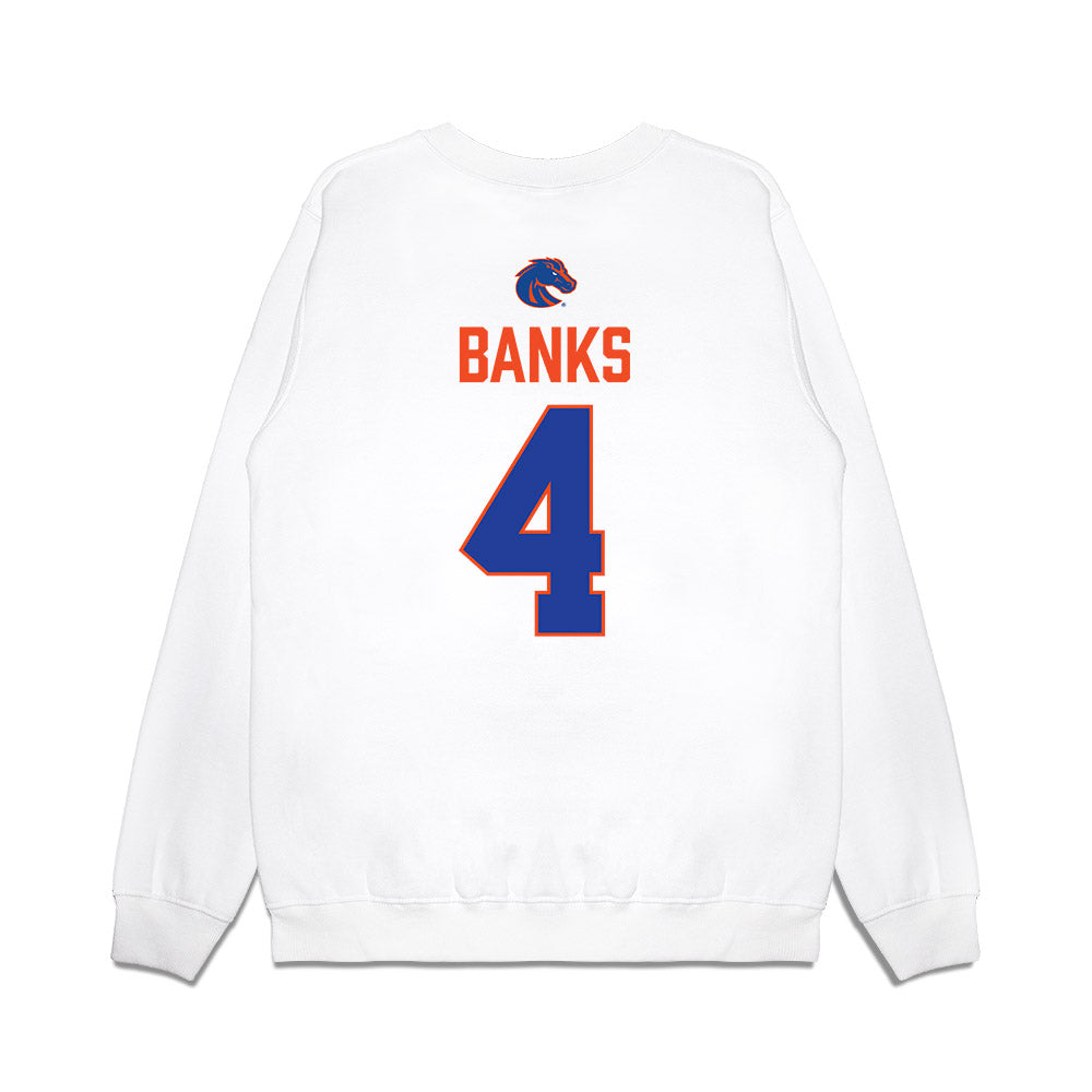 Boise State - NCAA Football : Davon Banks - 3-Peat Conference Champs Premium Crewneck Sweatshirt-1