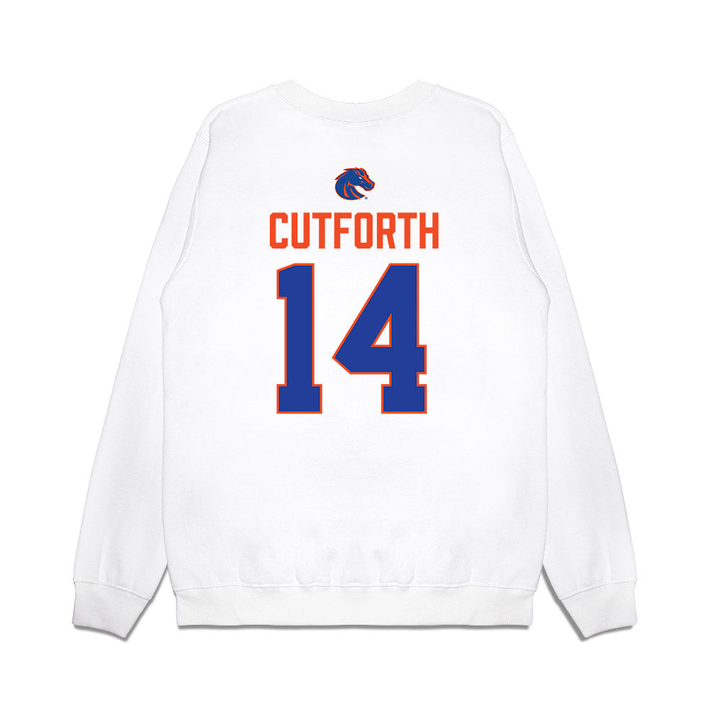 Boise State - NCAA Football : Max Cutforth - 3-Peat Conference Champs Premium Crewneck Sweatshirt-1