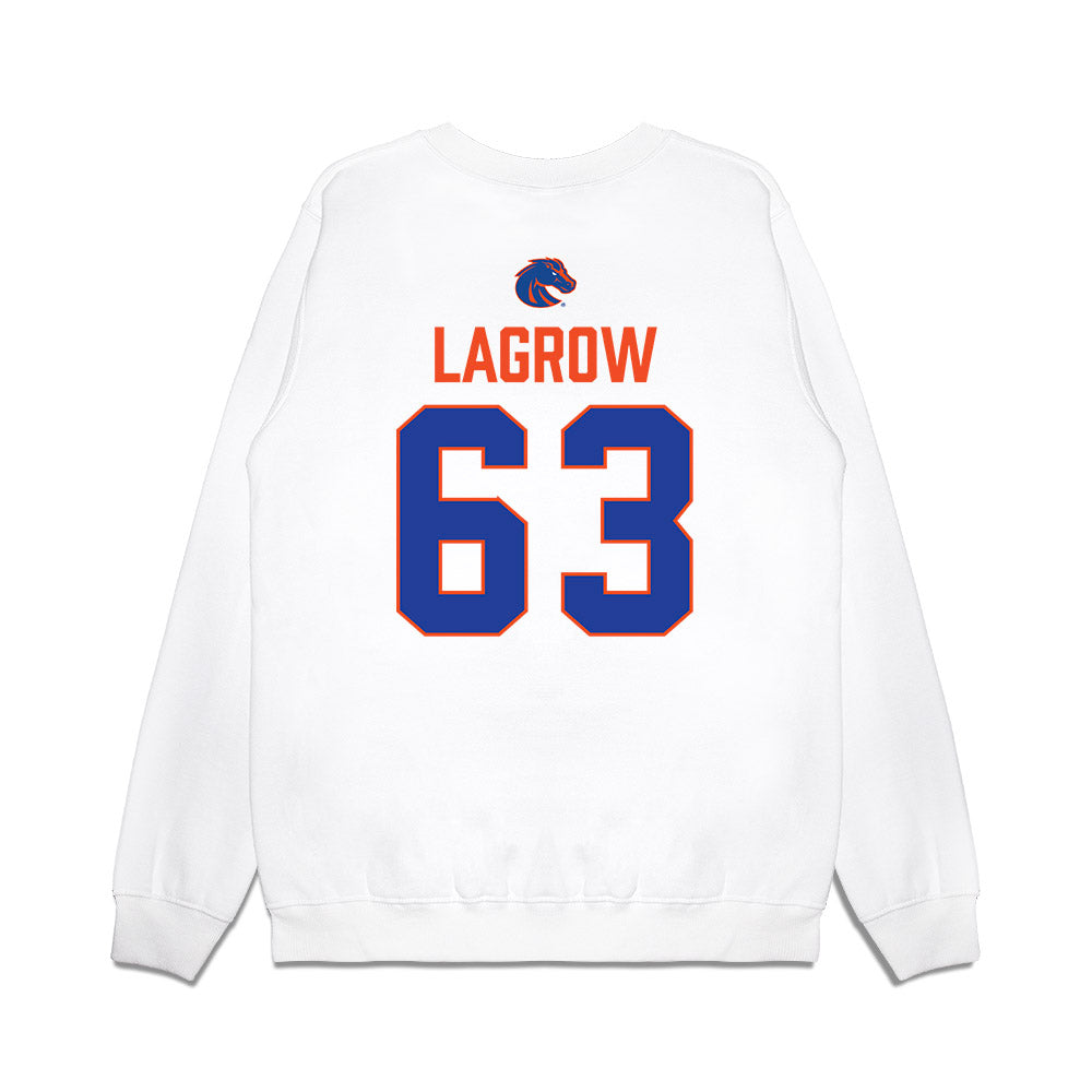 Boise State - NCAA Football : Connor LaGrow - 3-Peat Conference Champs Premium Crewneck Sweatshirt-1
