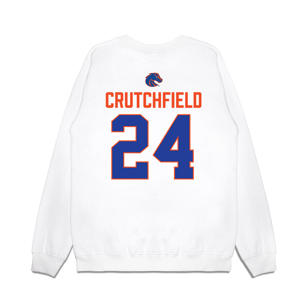 Boise State - NCAA Football : Tahj Crutchfield - 3-Peat Conference Champs Premium Crewneck Sweatshirt-1