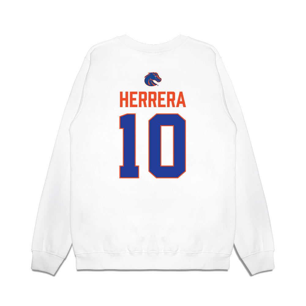 Boise State - NCAA Football : Cash Herrera - 3-Peat Conference Champs Premium Crewneck Sweatshirt-1