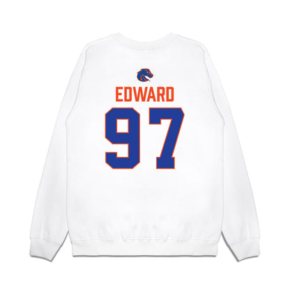Boise State - NCAA Football : Mikaio Edward - 3-Peat Conference Champs Premium Crewneck Sweatshirt-1