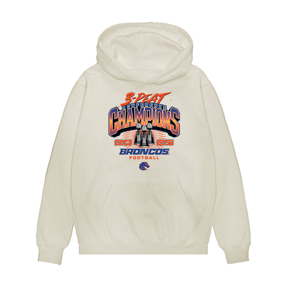 Boise State - NCAA Football : Carson Rasmussen - 3-Peat Conference Champs Premium Hooded Sweatshirt-0