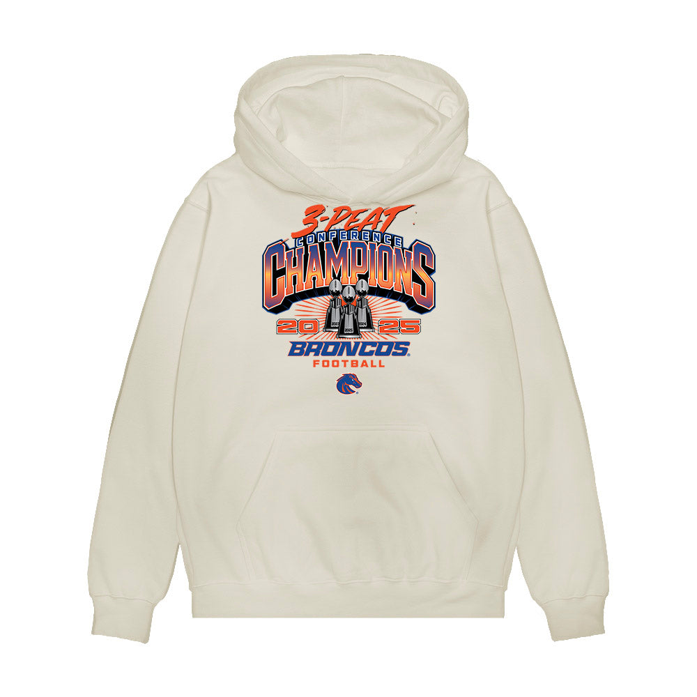 Boise State - NCAA Football : Connor Warkentin - 3-Peat Conference Champs Premium Hooded Sweatshirt-0