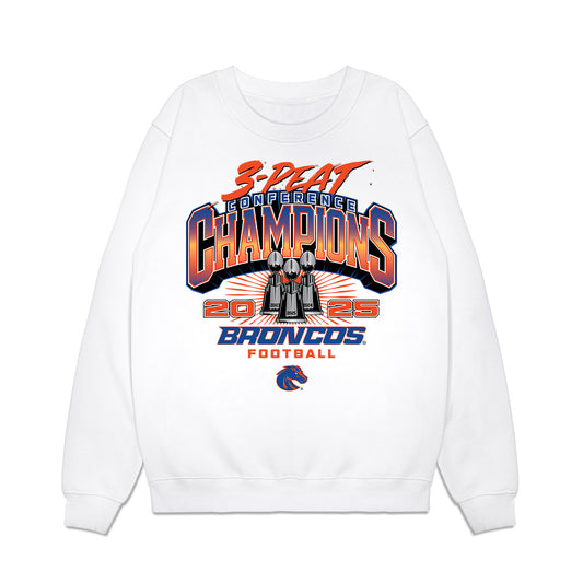 Boise State - NCAA Football : Keilan Chavies - 3-Peat Conference Champs Premium Crewneck Sweatshirt-0
