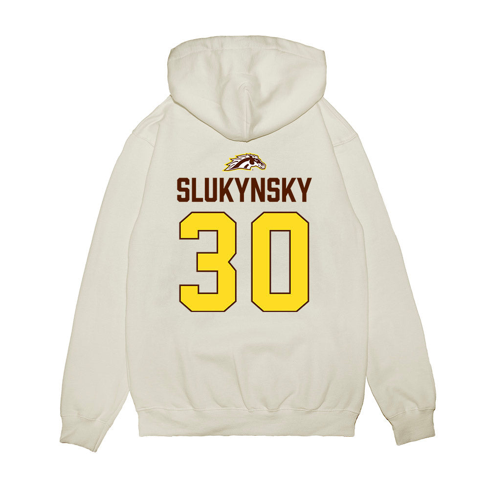 Western Michigan - NCAA Men's Ice Hockey : Hampton Slukynsky - Vintage Shersey Premium Hooded Sweatshirt-1