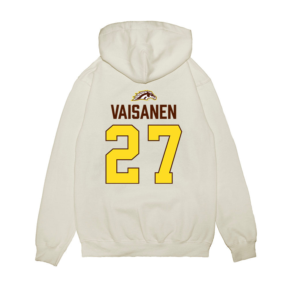Western Michigan - NCAA Men's Ice Hockey : Joona Vaisanen - Vintage Shersey Premium Hooded Sweatshirt-1