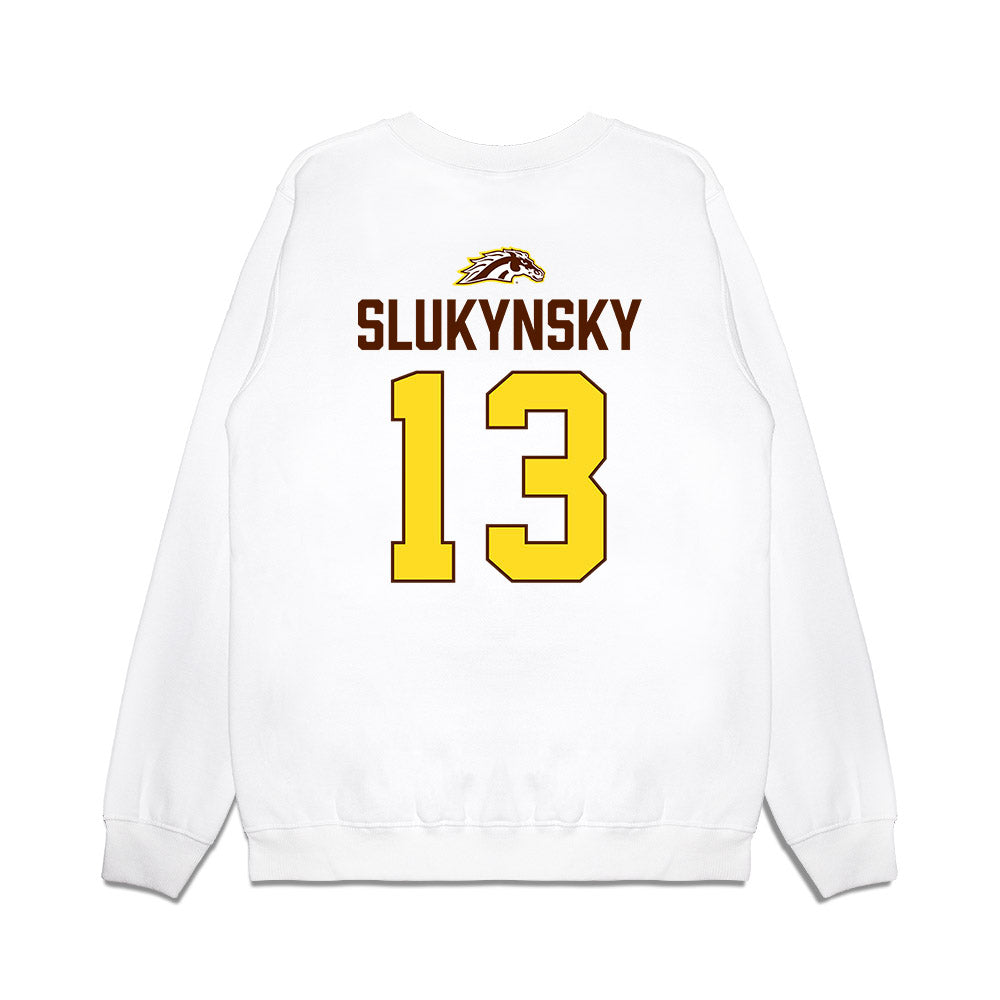 Western Michigan - NCAA Men's Ice Hockey : Grant Slukynsky - Vintage Shersey Premium Crewneck Sweatshirt-1