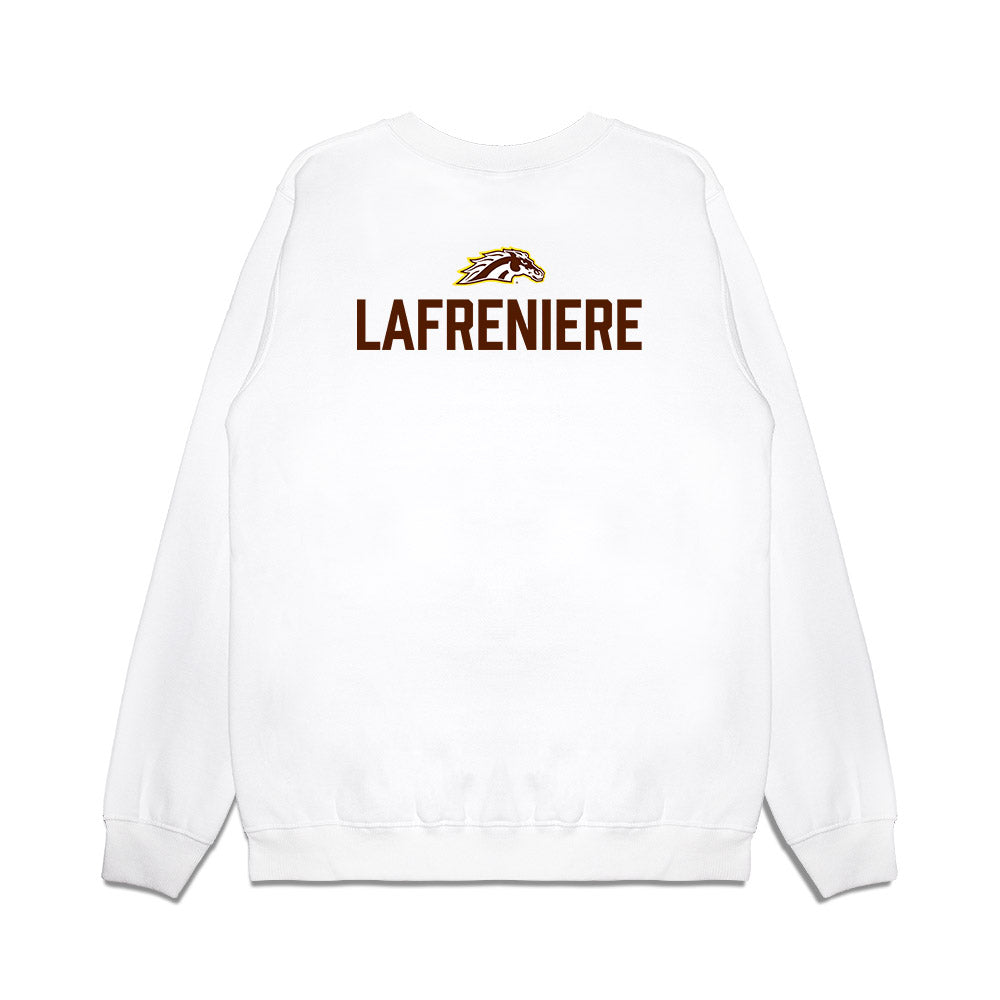 Western Michigan - NCAA Men's Ice Hockey : Tommy Lafreniere - Vintage Shersey Premium Crewneck Sweatshirt-1