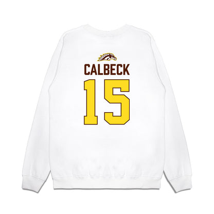 Western Michigan - NCAA Men's Ice Hockey : Alex Calbeck - Vintage Shersey Premium Crewneck Sweatshirt-1