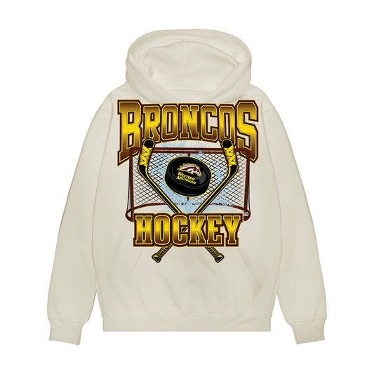 Western Michigan - NCAA Men's Ice Hockey : Zaccharya Wisdom - Vintage Shersey Premium Hooded Sweatshirt-0