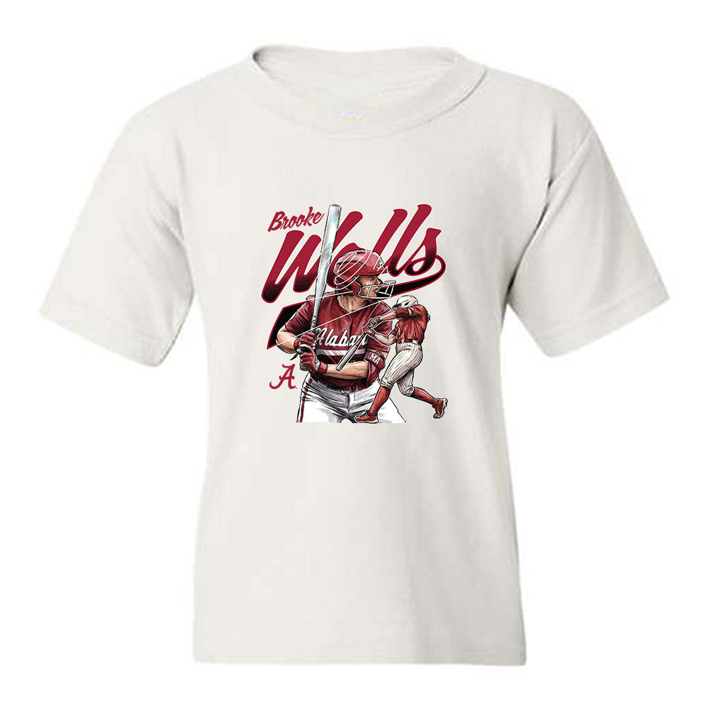 Alabama - NCAA Softball : Brooke Wells - Caricature Youth T-Shirt-0