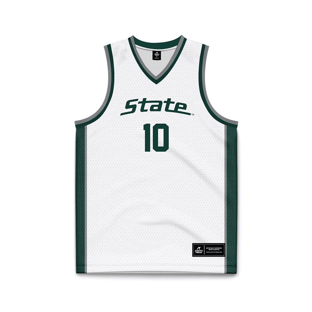 Michigan State - NCAA Men's Basketball : Denham Wojcik - White Basketball Jersey-0