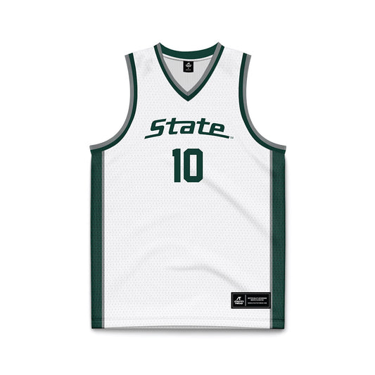 Michigan State - NCAA Men's Basketball : Denham Wojcik - White Basketball Jersey-0