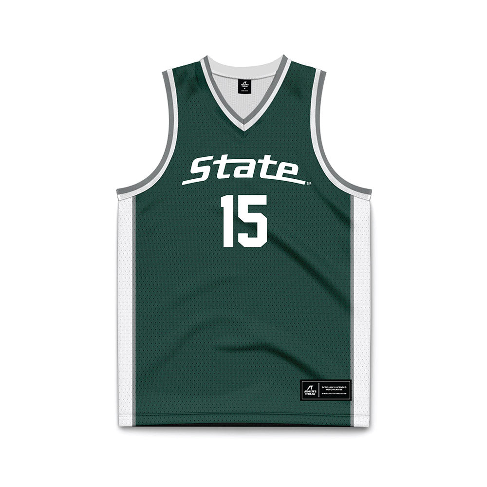 Michigan State - NCAA Men's Basketball : Carson Cooper - Green Basketball Jersey-0