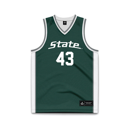 Michigan State - NCAA Men's Basketball : Colin Walton - Green Basketball Jersey-0