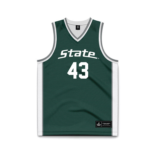 Michigan State - NCAA Men's Basketball : Colin Walton - Green Basketball Jersey-0