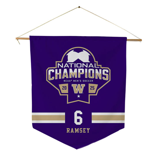 Washington - NCAA Men's Soccer : Zach Ramsey - NCAA® 2025 National Champs Pennant - 18" x 21"-0