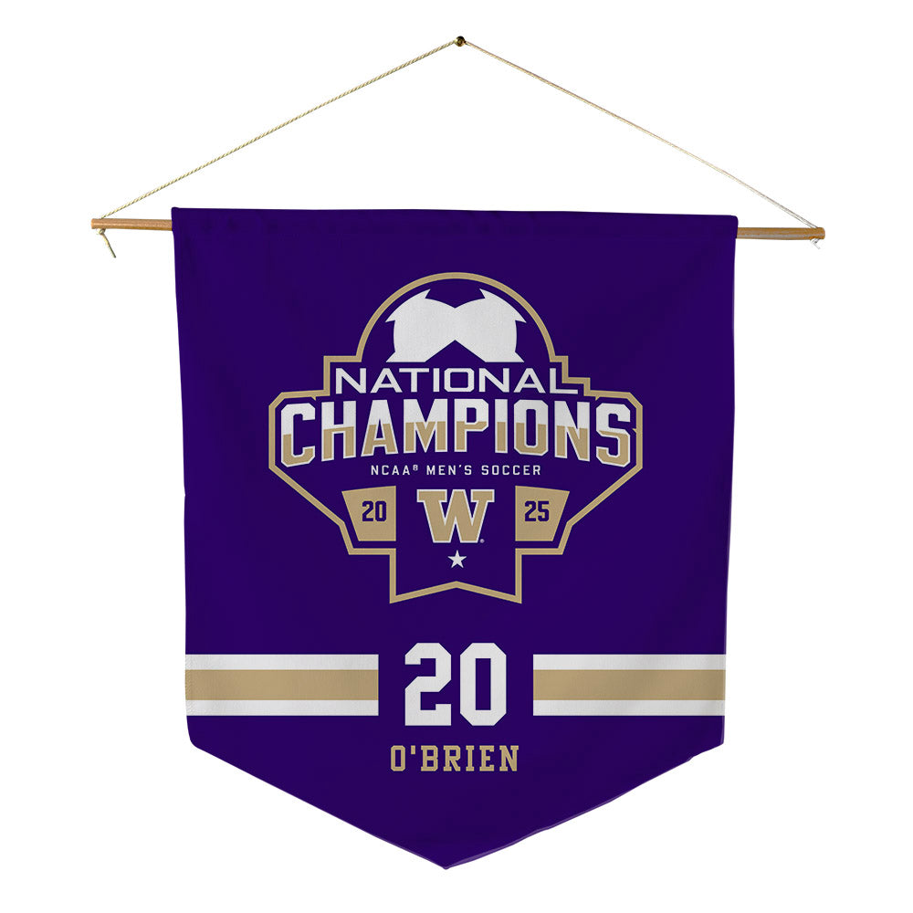 Washington - NCAA Men's Soccer : Nick O'Brien - NCAA® 2025 National Champs Pennant - 18" x 21"-0