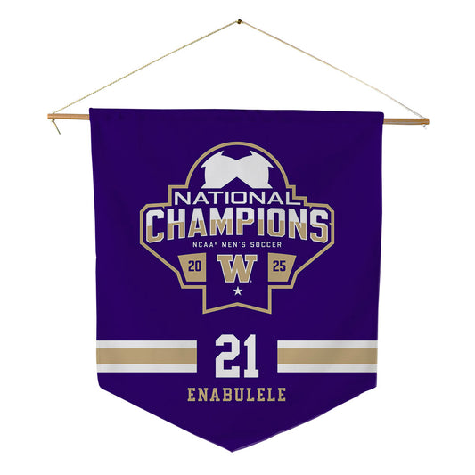 Washington - NCAA Men's Soccer : Osato Enabulele - NCAA® 2025 National Champs Pennant - 18" x 21"-0
