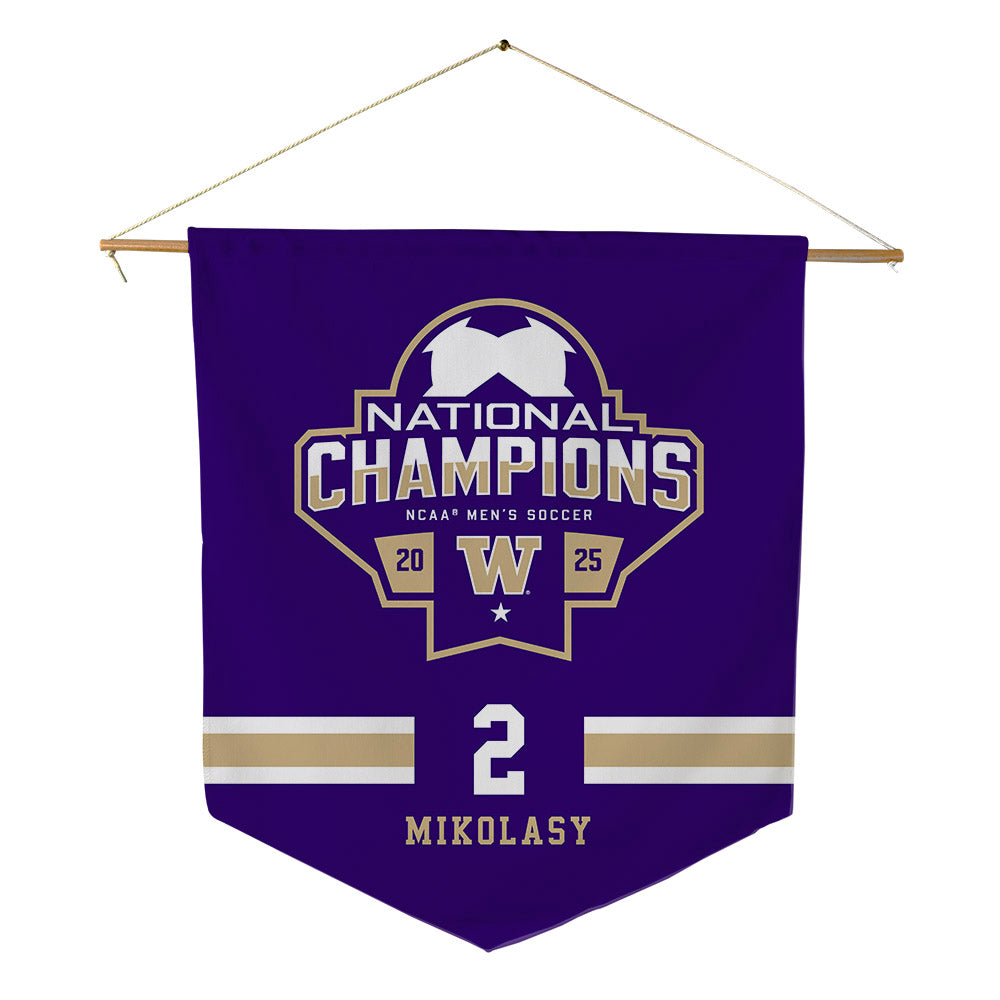 Washington - NCAA Men's Soccer : Harper Mikolasy - NCAA® 2025 National Champs Pennant - 18" x 21"-0
