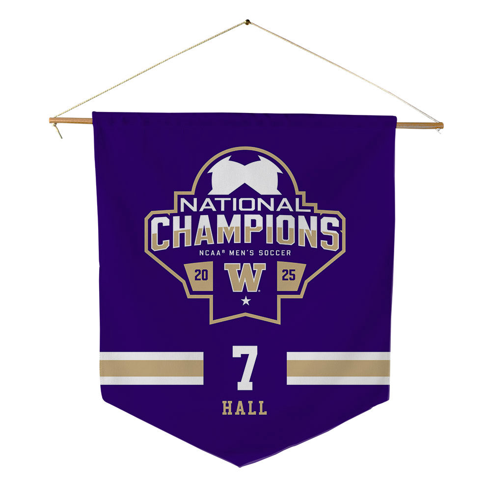 Washington - NCAA Men's Soccer : Alex Hall - NCAA® 2025 National Champs Pennant - 18" x 21"-0