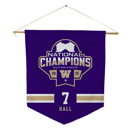 Washington - NCAA Men's Soccer : Alex Hall - NCAA® 2025 National Champs Pennant - 18" x 21"-0