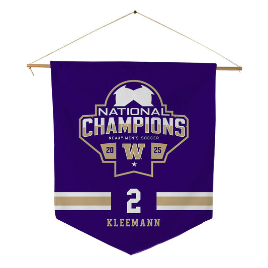 Washington - NCAA Men's Soccer : Philip Kleemann - NCAA® 2025 National Champs Pennant - 18" x 21"-0