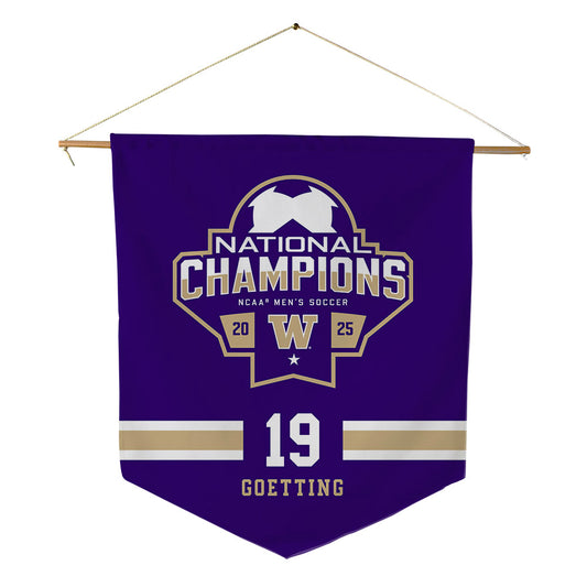 Washington - NCAA Men's Soccer : Jake Goetting - NCAA® 2025 National Champs Pennant - 18" x 21"-0
