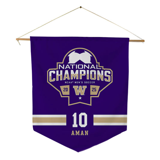 Washington - NCAA Men's Soccer : Richie Aman - NCAA® 2025 National Champs Pennant - 18" x 21"-0