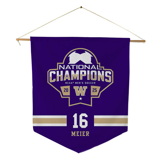 Washington - NCAA Men's Soccer : Zack Meier - NCAA® 2025 National Champs Pennant - 18" x 21"-0
