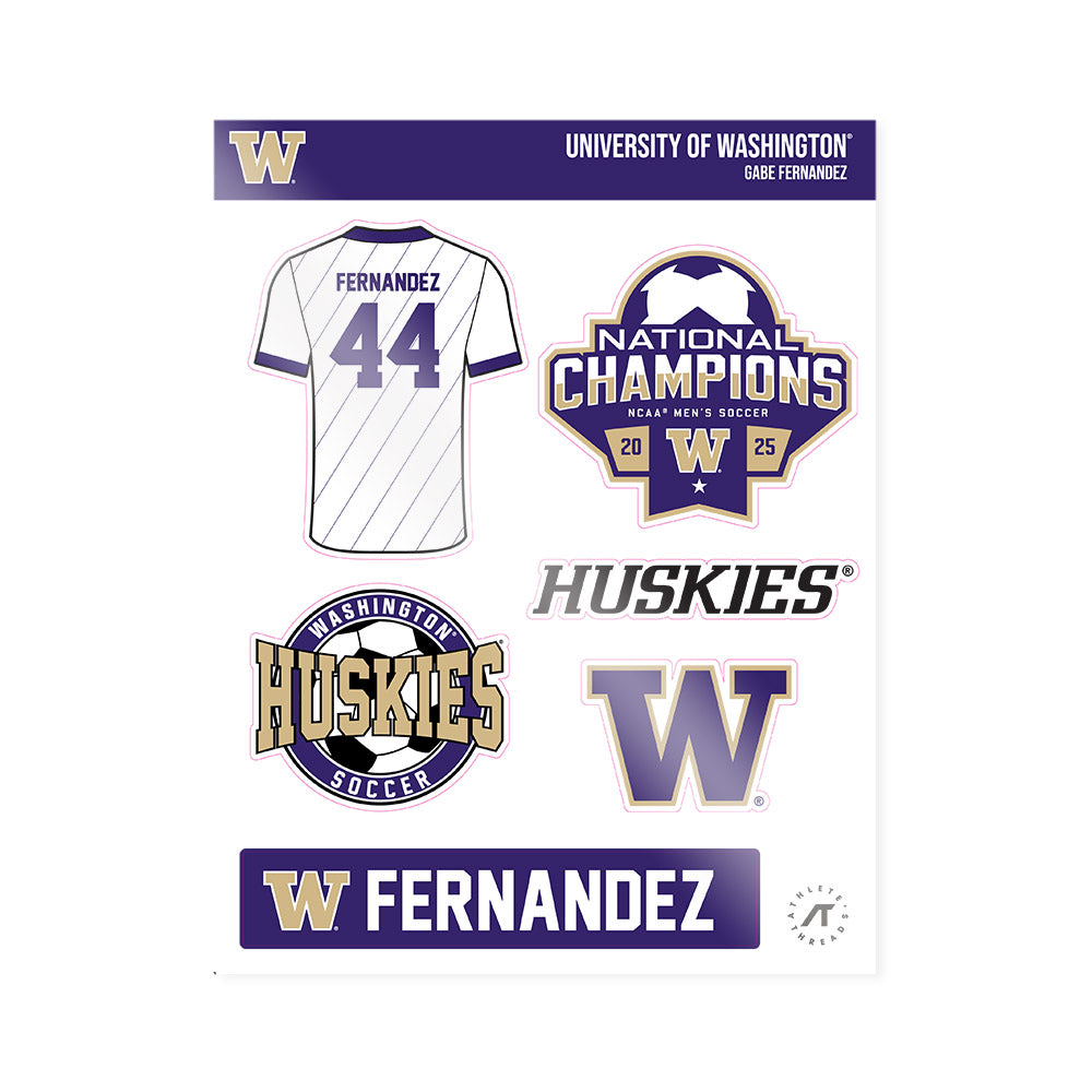 Washington - NCAA Men's Soccer : Gabe Fernandez - NCAA® 2025 National Champs Sticker Sheet-0
