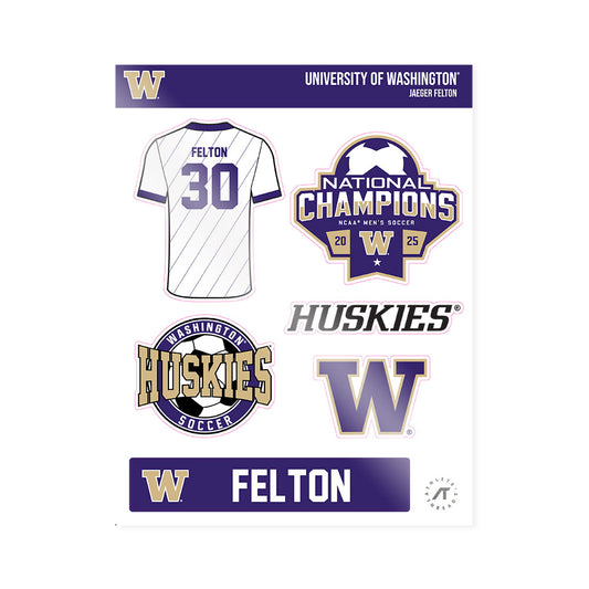Washington - NCAA Men's Soccer : Jaeger Felton - NCAA® 2025 National Champs Sticker Sheet-0