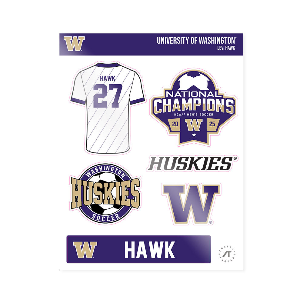 Washington - NCAA Men's Soccer : Levi Hawk - NCAA® 2025 National Champs Sticker Sheet-0