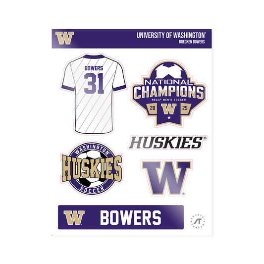 Washington - NCAA Men's Soccer : Brecken Bowers - NCAA® 2025 National Champs Sticker Sheet-0