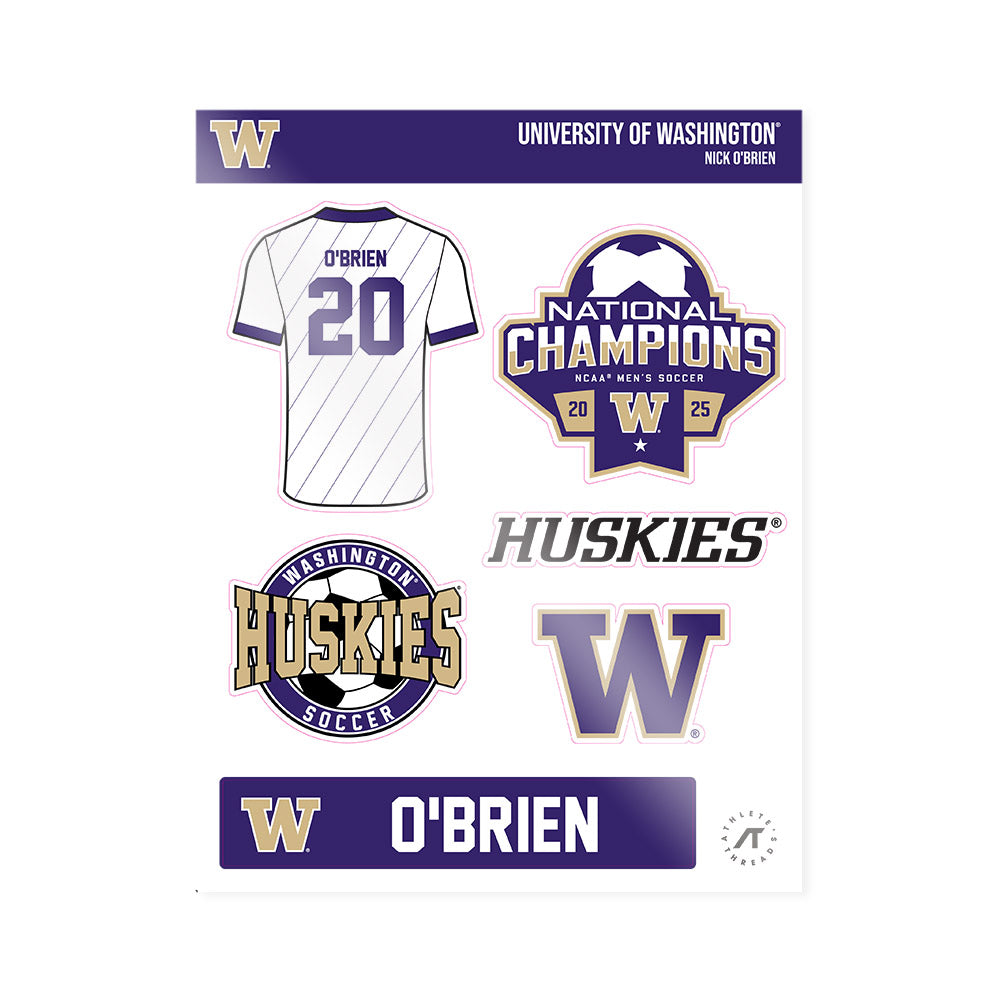 Washington - NCAA Men's Soccer : Nick O'Brien - NCAA® 2025 National Champs Sticker Sheet-0