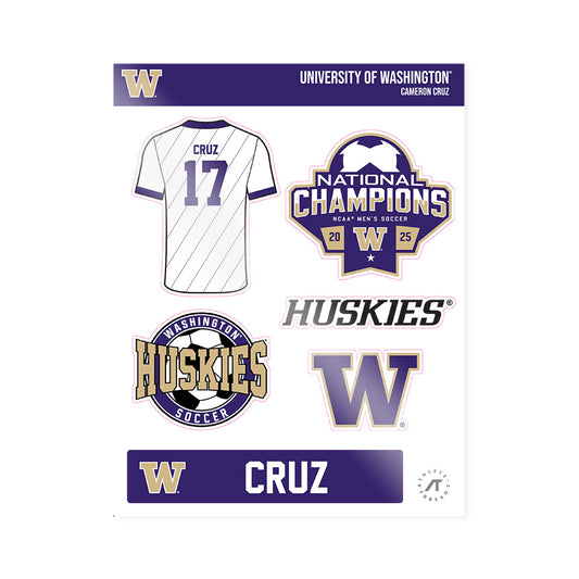 Washington - NCAA Men's Soccer : Cameron Cruz - NCAA® 2025 National Champs Sticker Sheet-0